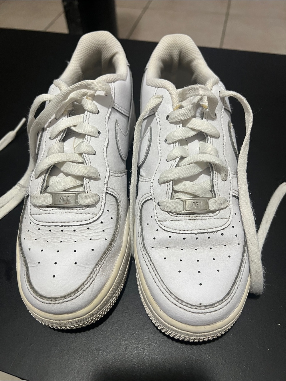 Air Force 1 Kids White Leather Sneakers - Everyday Lace-Up